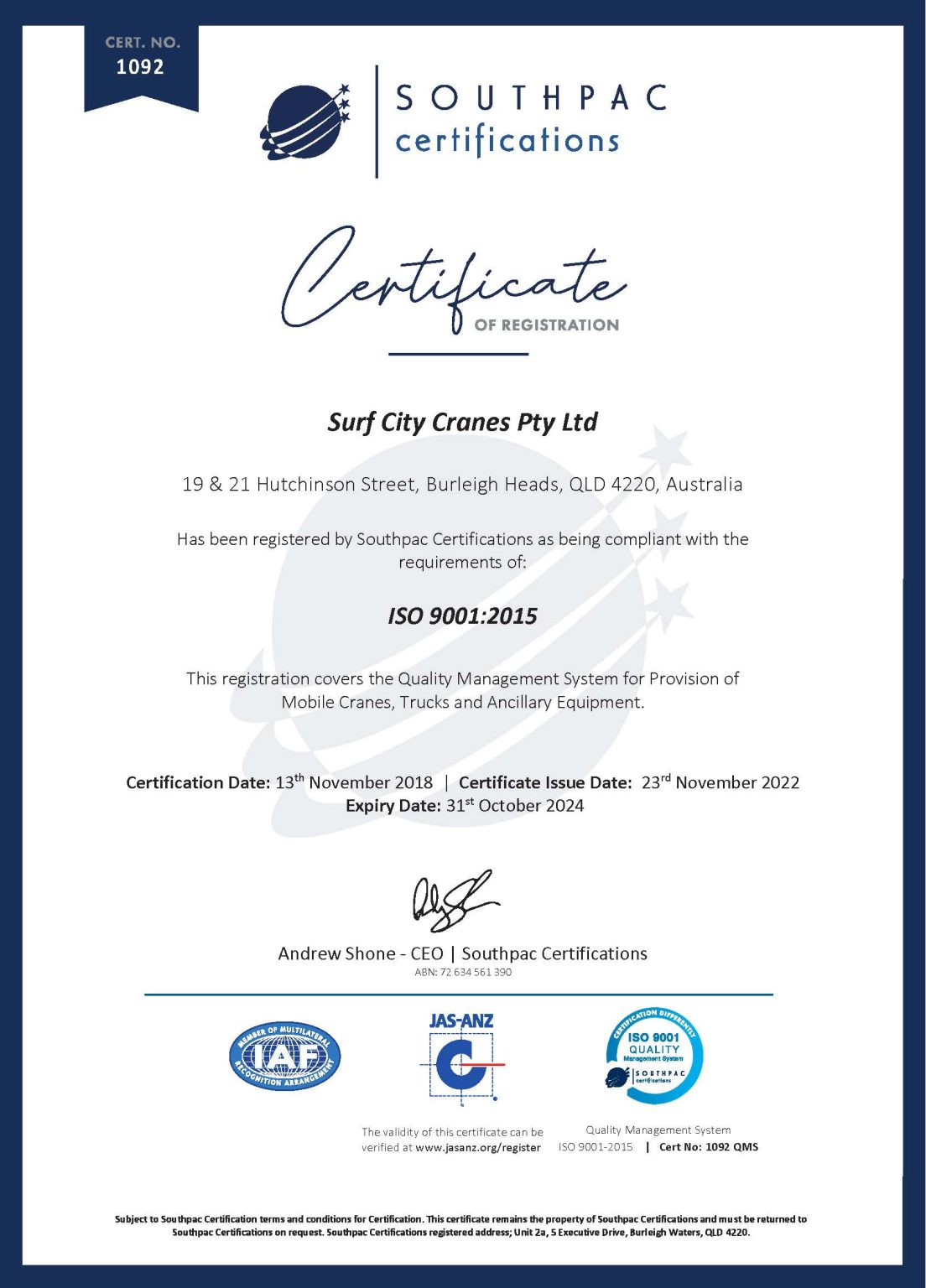 ISO 9001 Exp 31 October 2024